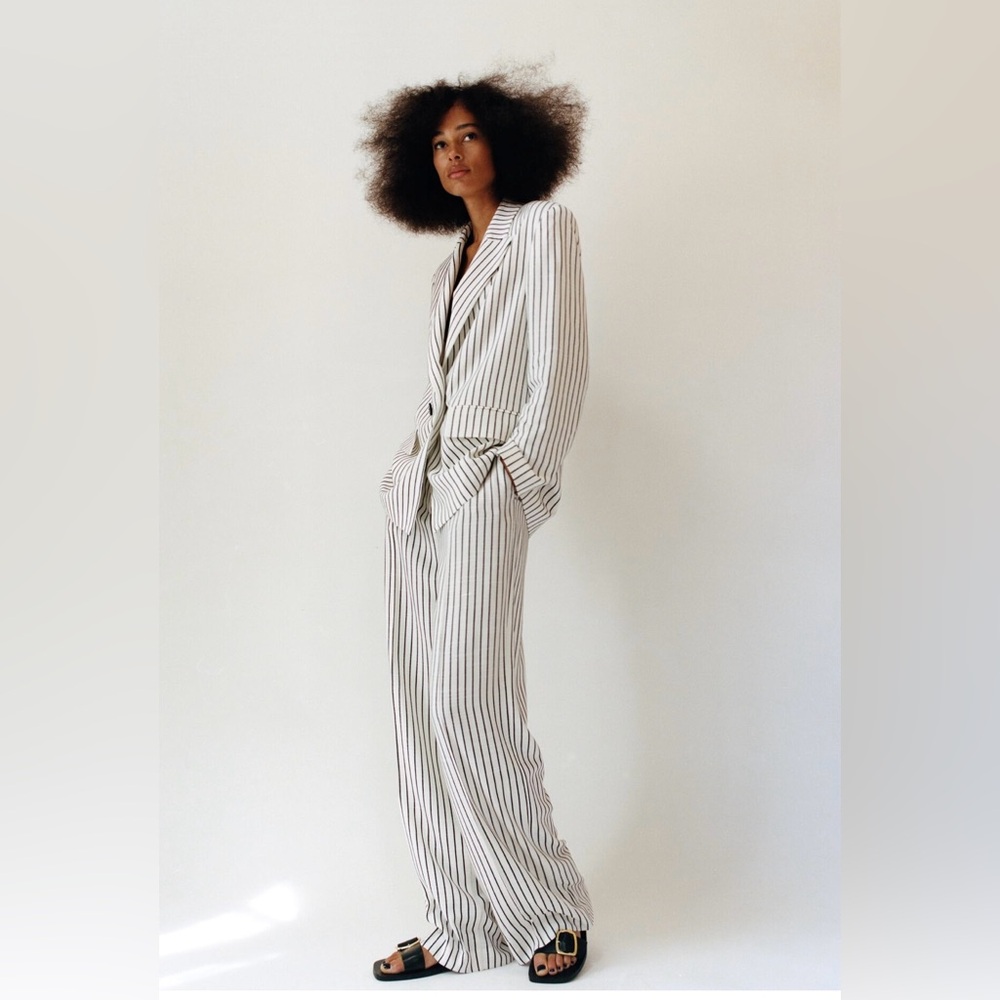 Zara Striped Palazzo Trousers Black White NWT new never worn